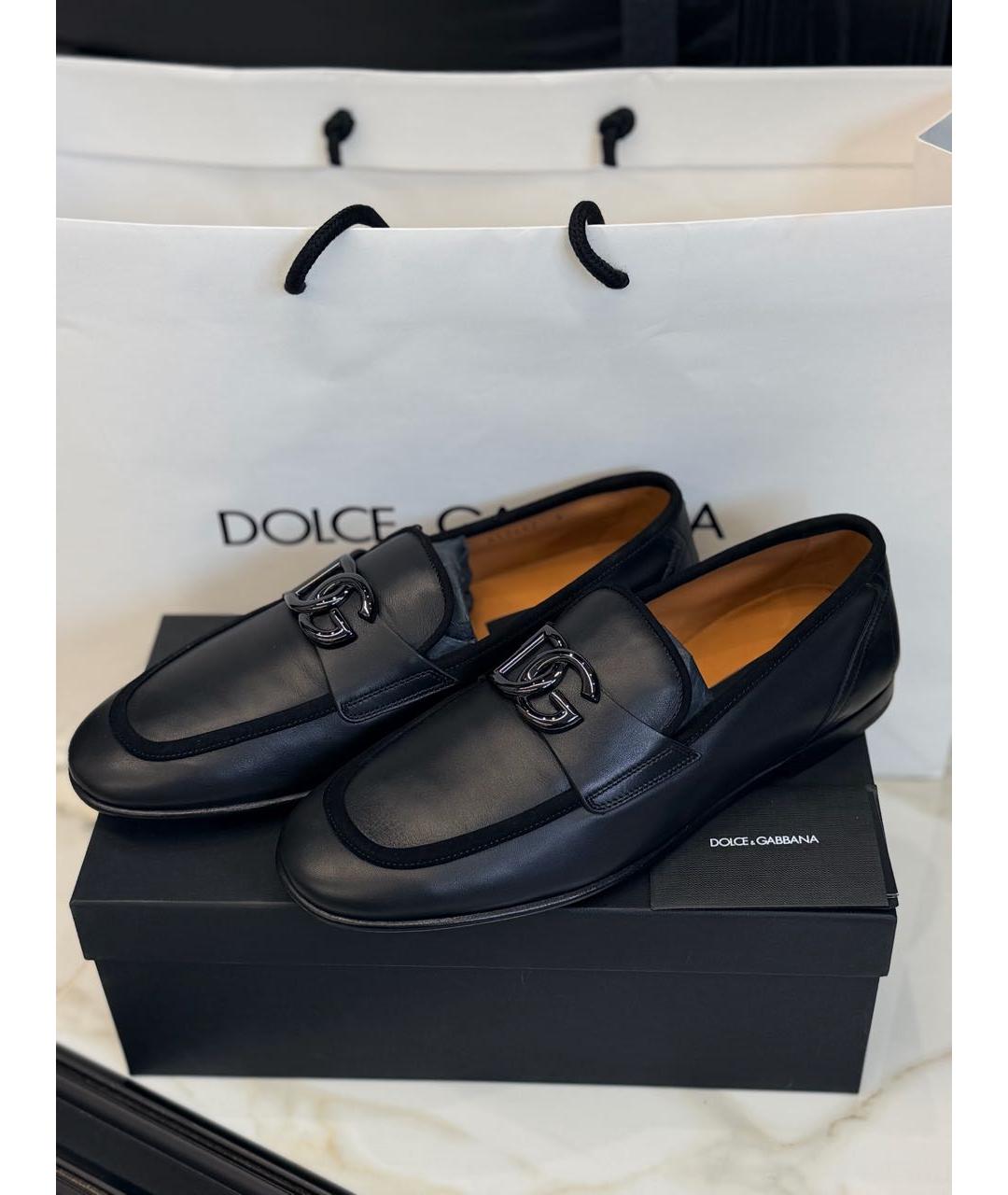 DOLCE&GABBANA Черные кожаные лоферы, фото 6