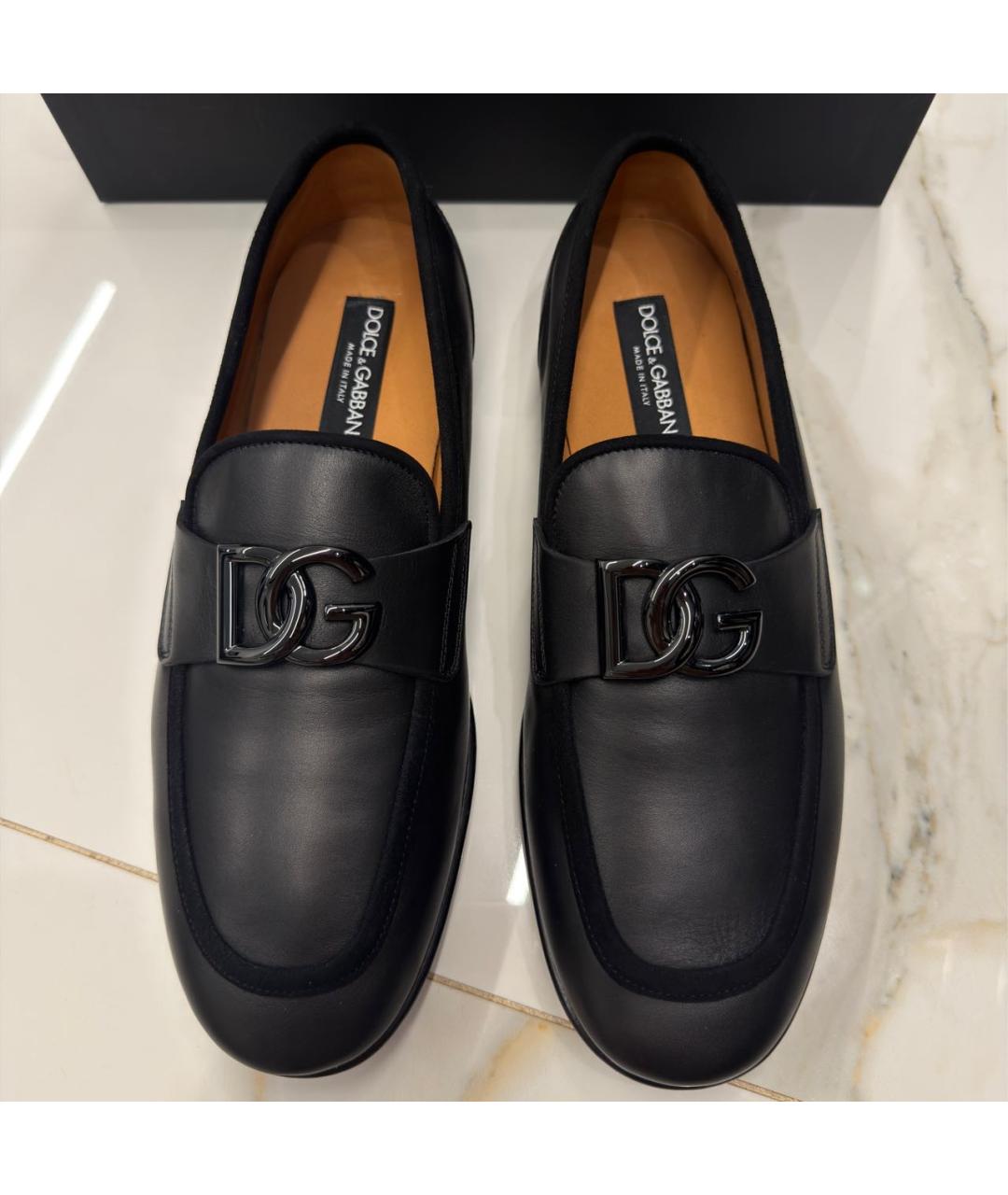 DOLCE&GABBANA Черные кожаные лоферы, фото 3