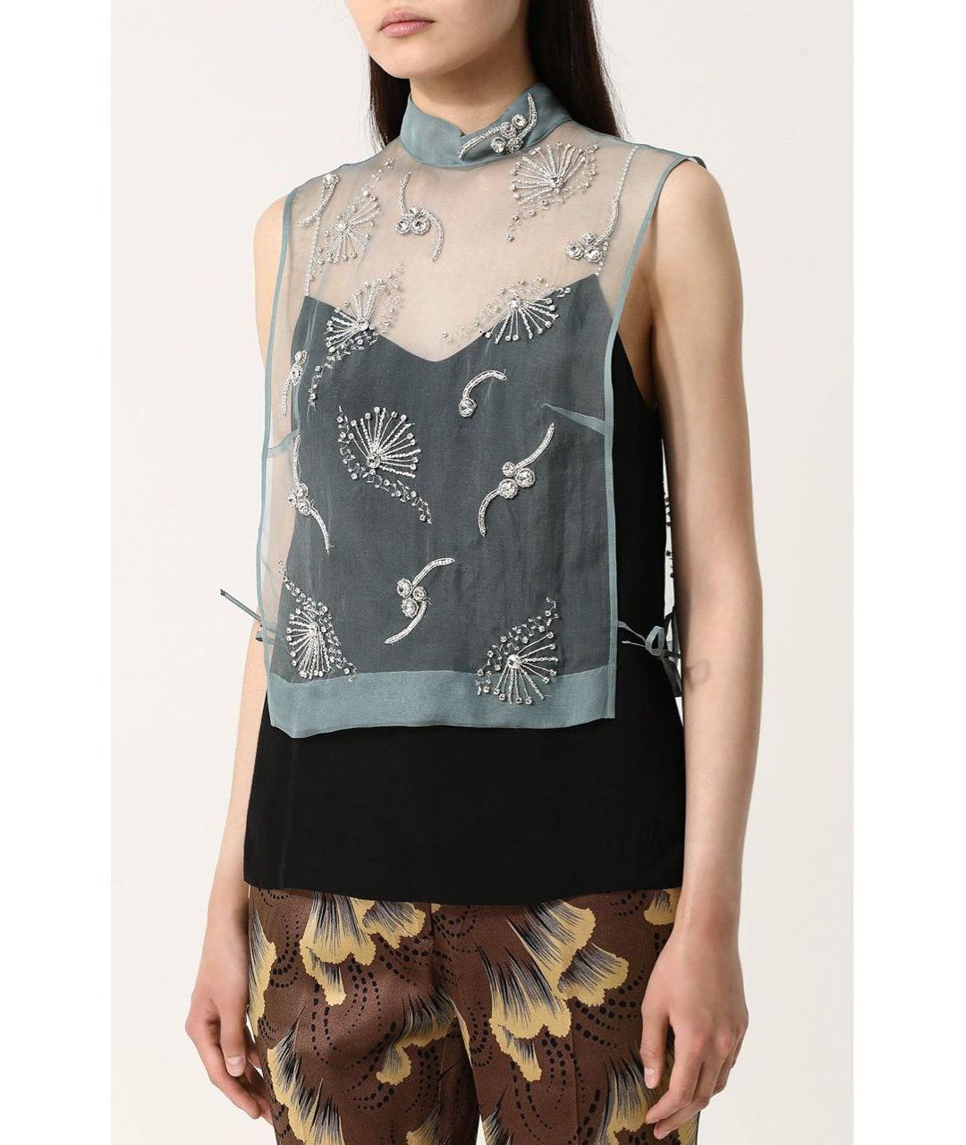 DRIES VAN NOTEN Бирюзовая шелковая блузы, фото 4
