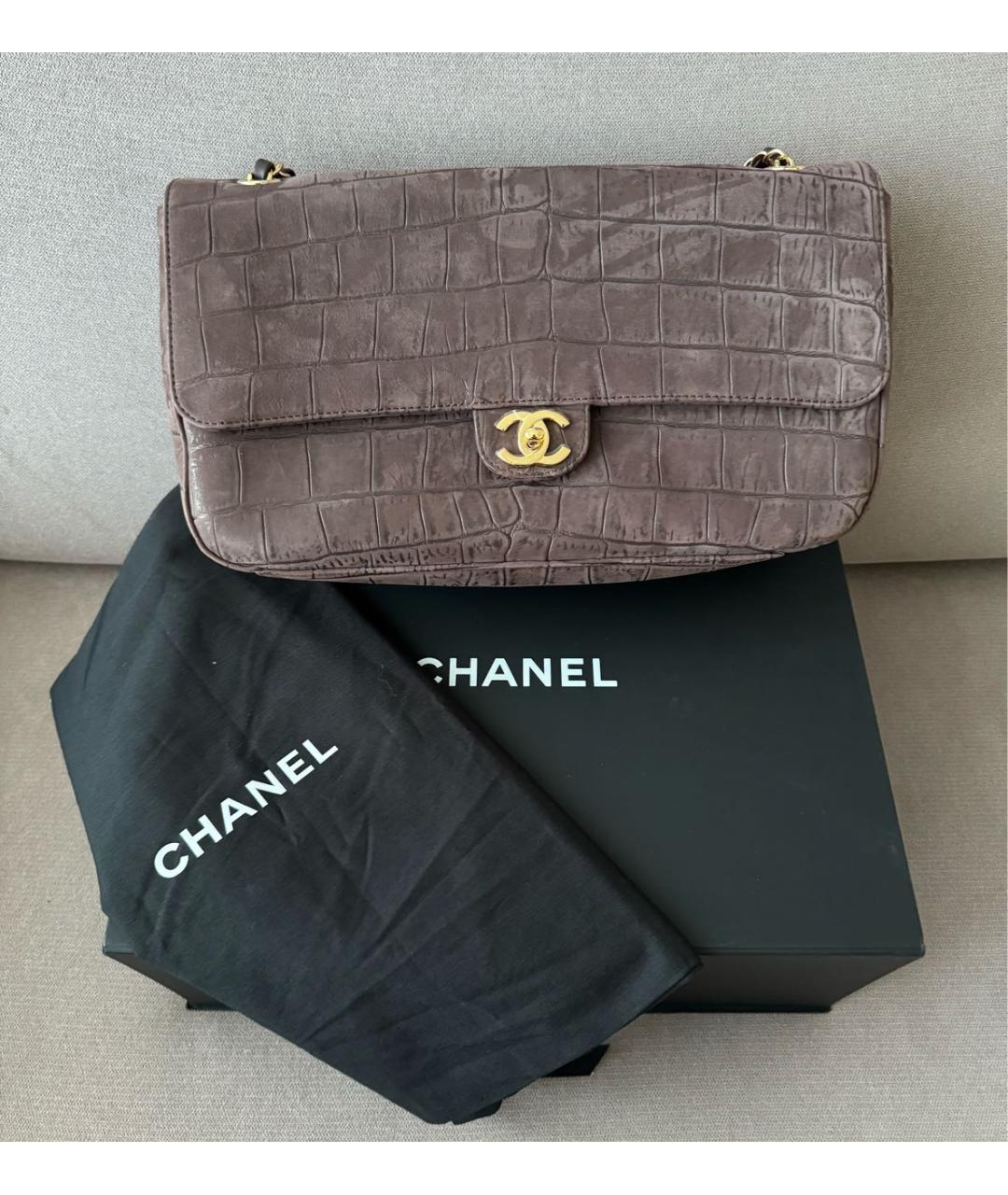 CHANEL Коричневая кожаная сумка через плечо, фото 6