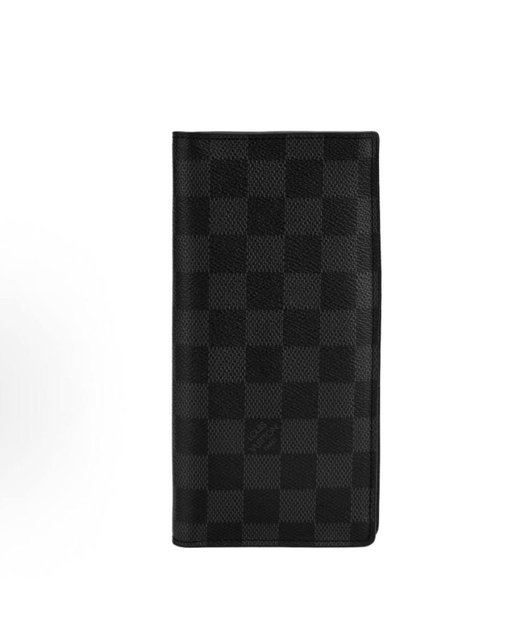 LOUIS VUITTON Антрацитовый кожаный кошелек, фото 9