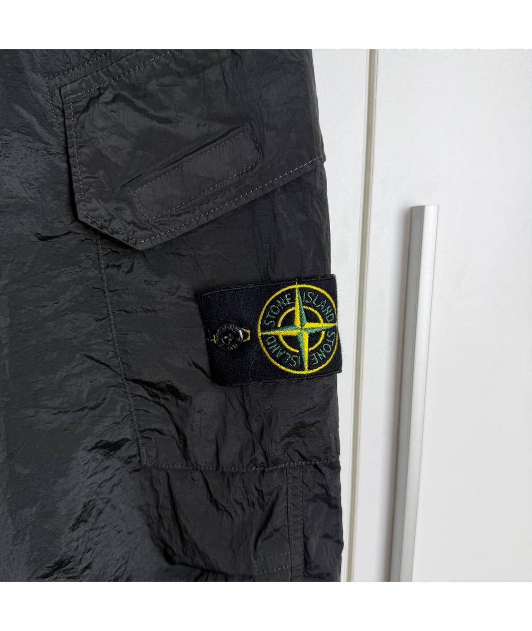 STONE ISLAND Антрацитовые полиамидовые повседневные брюки, фото 4