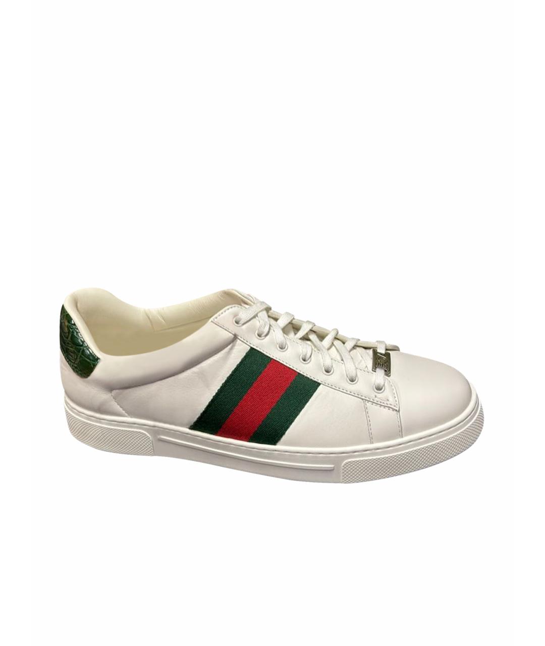 GUCCI Белые кожаные низкие кроссовки / кеды, фото 1