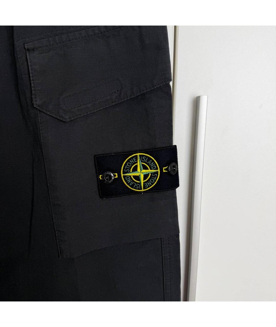 STONE ISLAND Черные полиамидовые повседневные брюки, фото 3