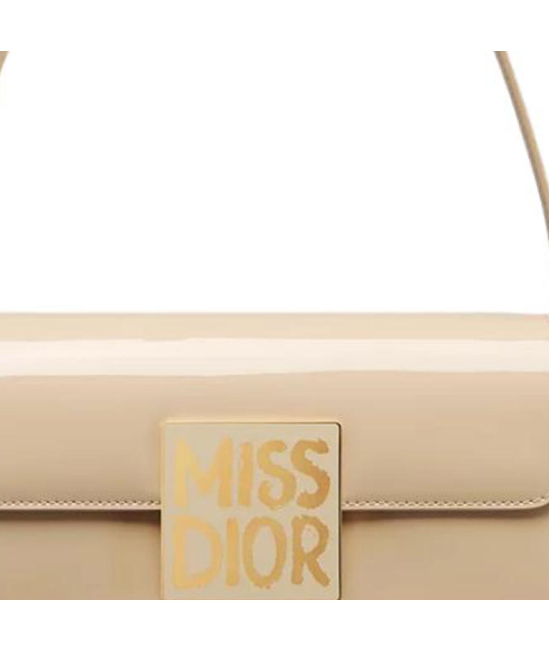 CHRISTIAN DIOR Бежевая кожаная сумка через плечо, фото 4