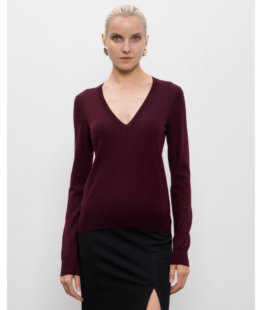 SAINT LAURENT Бордовый шерстяной джемпер / свитер, фото 6