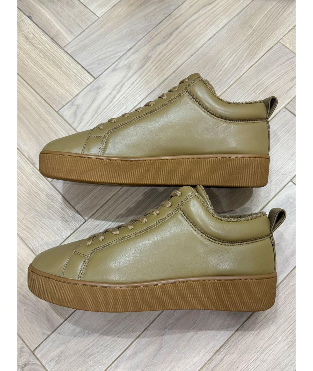 BOTTEGA VENETA Хаки кожаные высокие кроссовки / кеды, фото 9