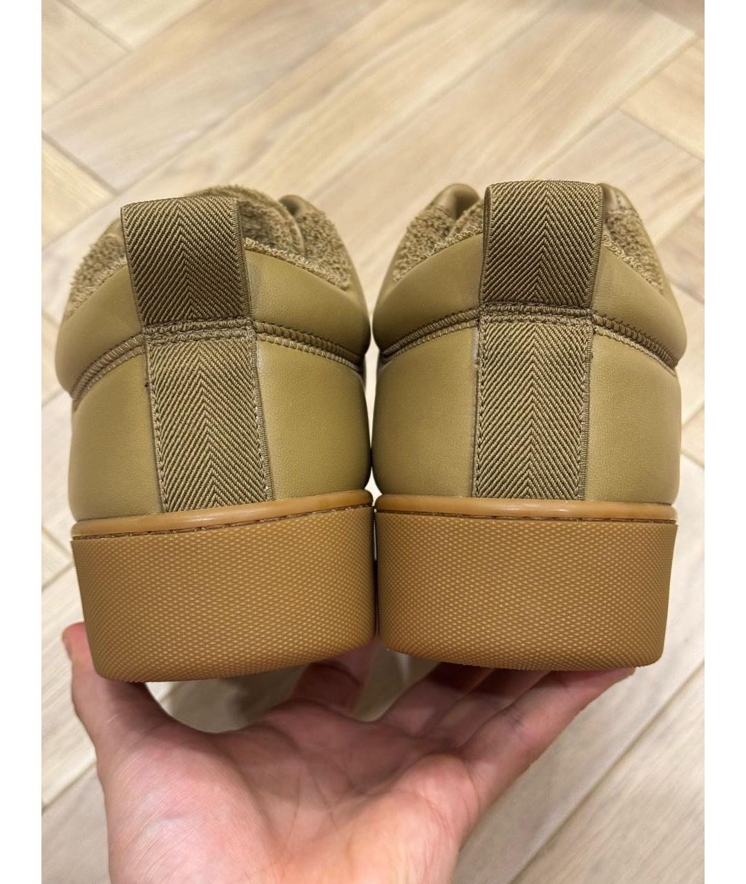 BOTTEGA VENETA Хаки кожаные высокие кроссовки / кеды, фото 4