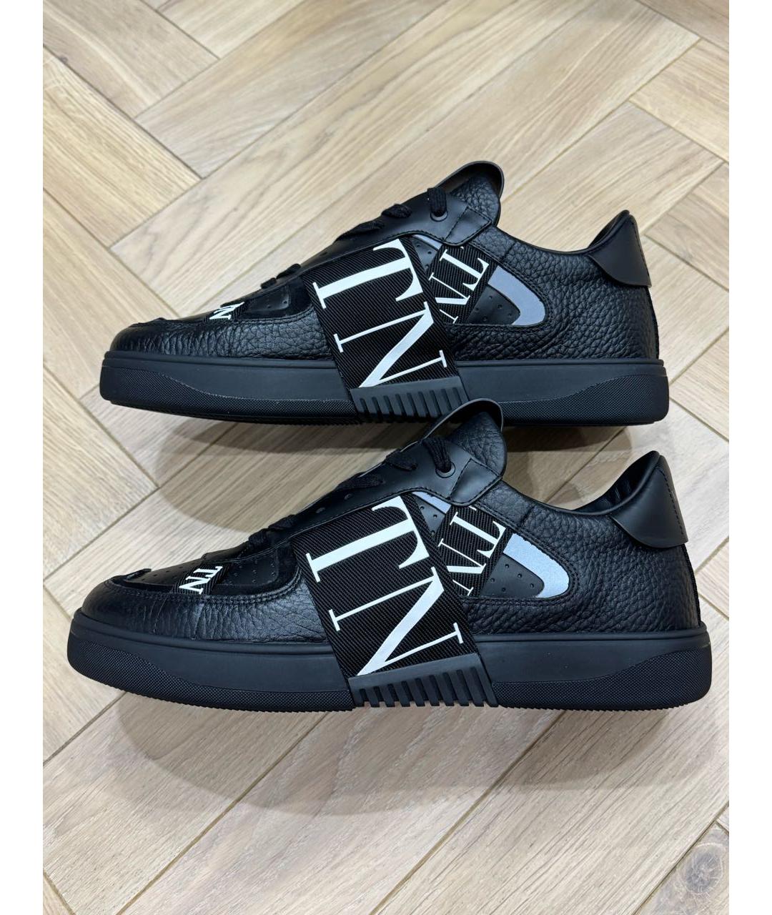 VALENTINO Черные кожаные низкие кроссовки / кеды, фото 9