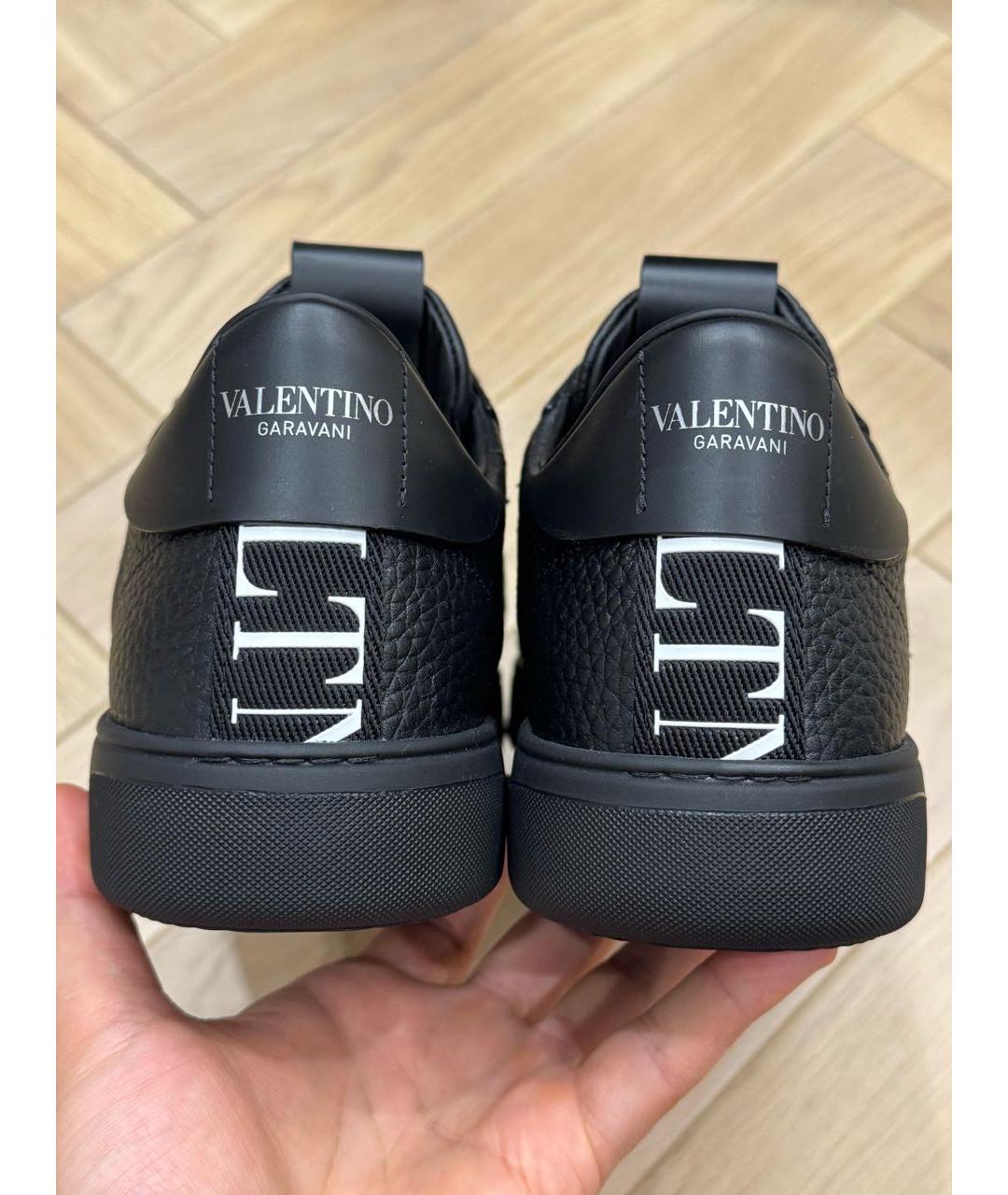 VALENTINO Черные кожаные низкие кроссовки / кеды, фото 4