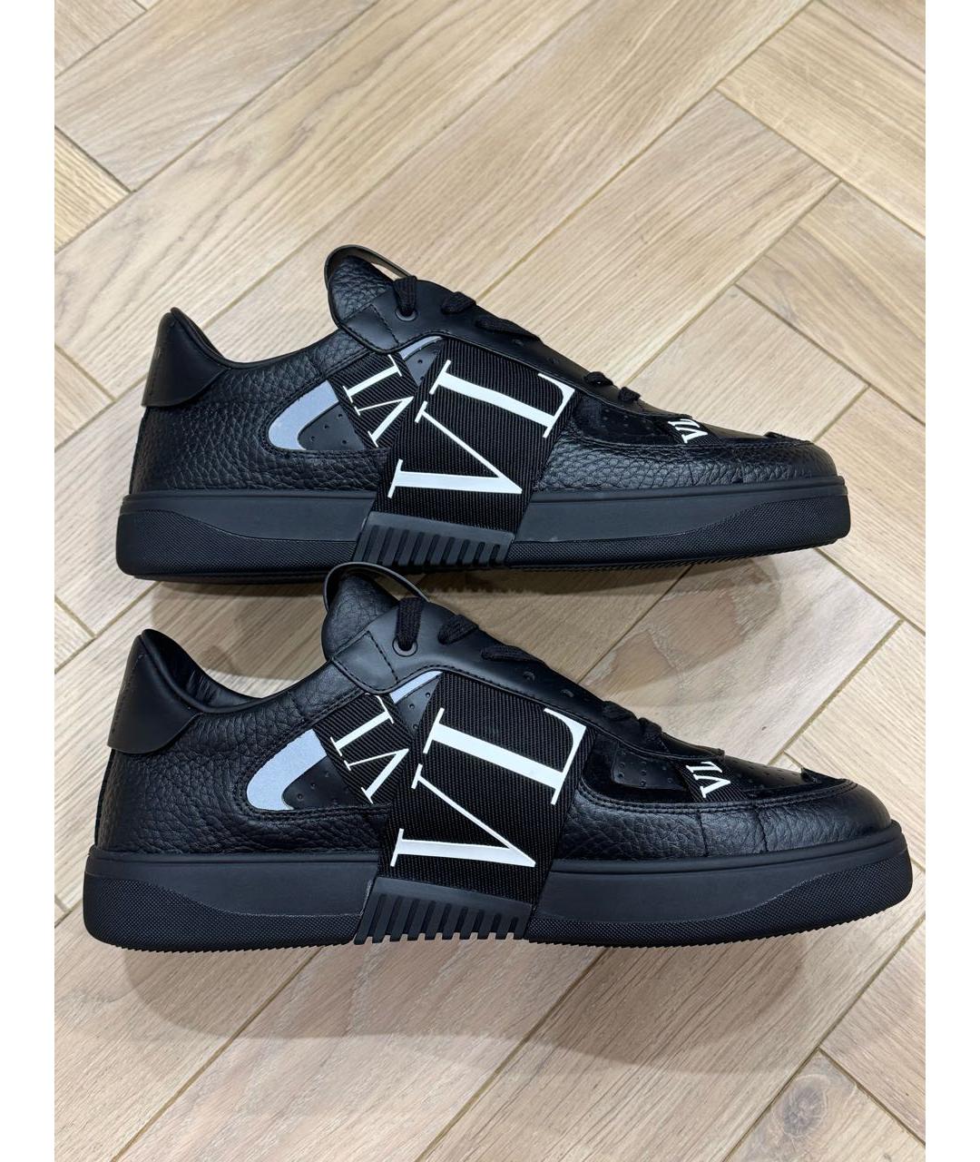 VALENTINO Черные кожаные низкие кроссовки / кеды, фото 5