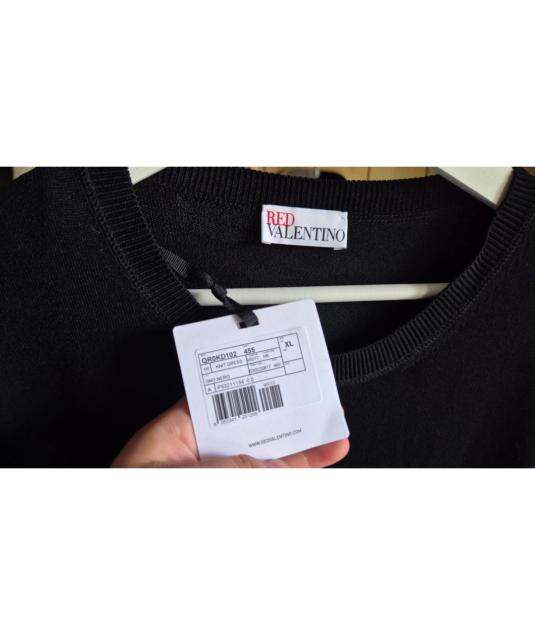 RED VALENTINO Черное вискозное повседневное платье, фото 4