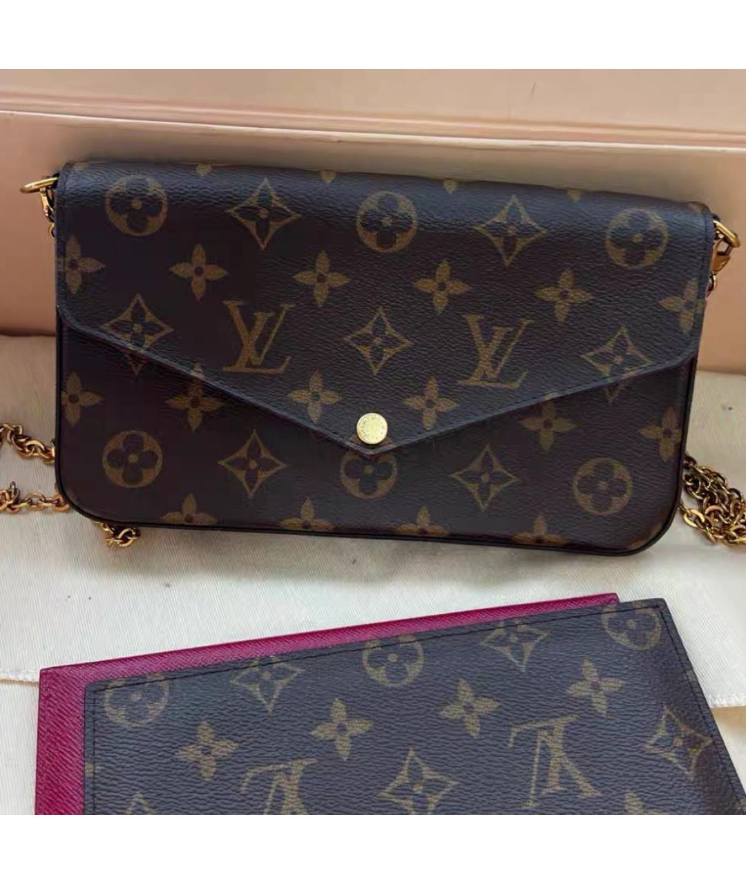 LOUIS VUITTON Коричневая кожаная сумка через плечо, фото 3