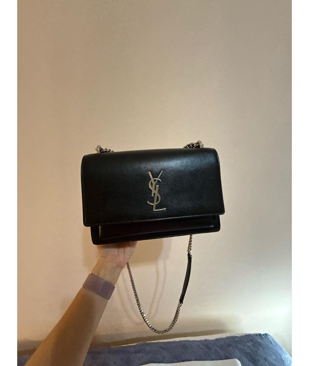 SAINT LAURENT Черная кожаная сумка через плечо, фото 8