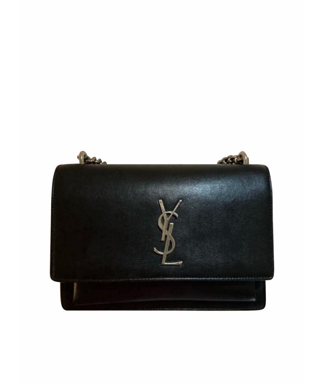 SAINT LAURENT Черная кожаная сумка через плечо, фото 1