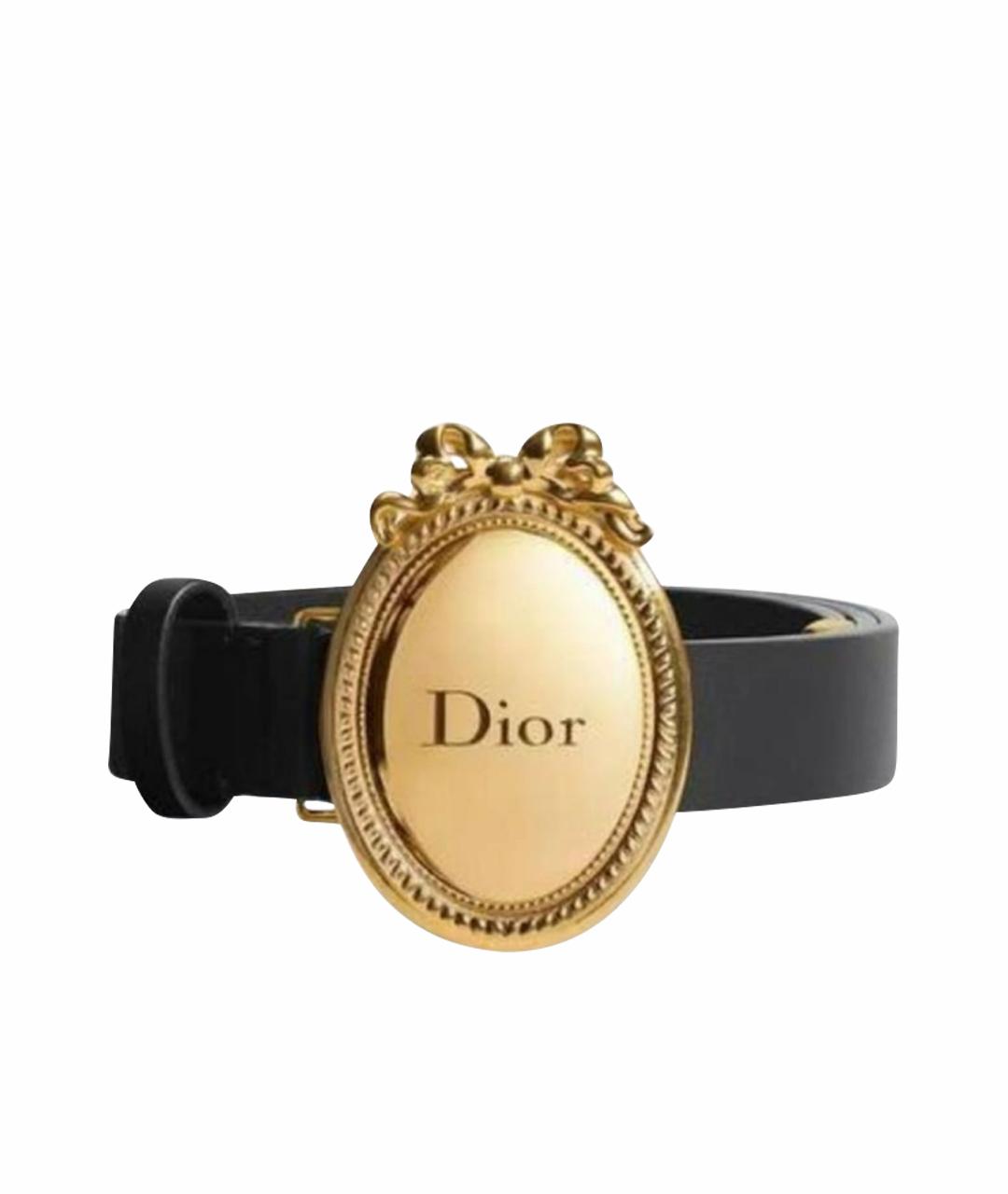 CHRISTIAN DIOR Черный кожаный ремень, фото 1