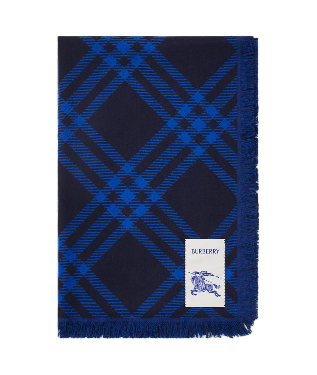 BURBERRY Синий шерстяной шарф, фото 2