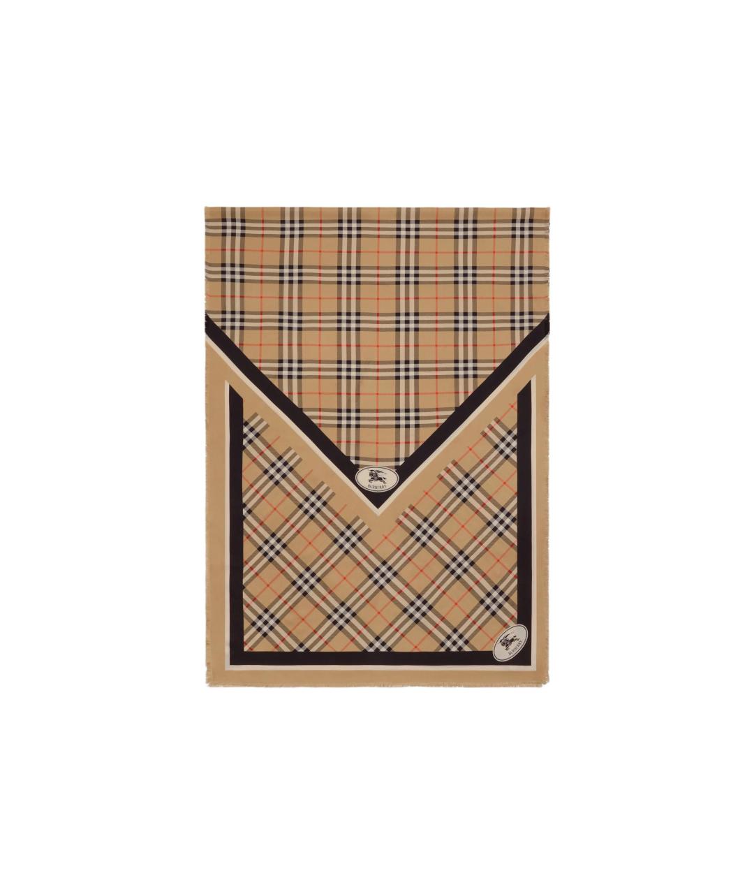 BURBERRY Бежевый шелковый шарф, фото 6