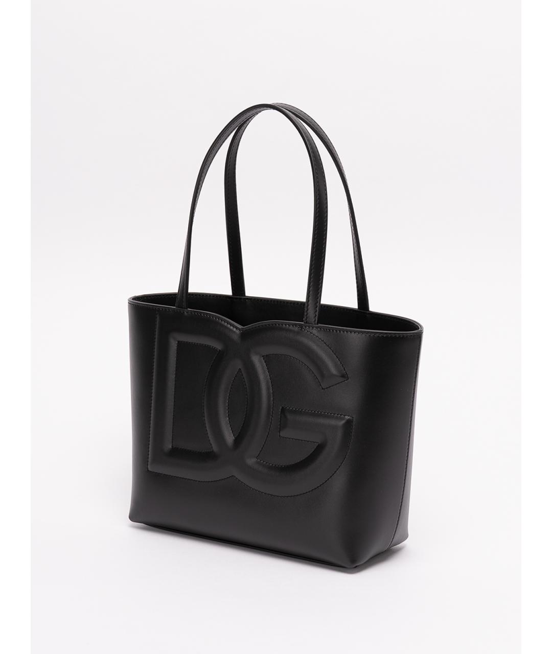 DOLCE&GABBANA Черная кожаная сумка тоут, фото 2