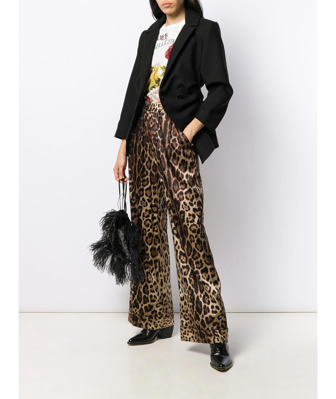 DOLCE&GABBANA Мульти шелковые брюки широкие, фото 2
