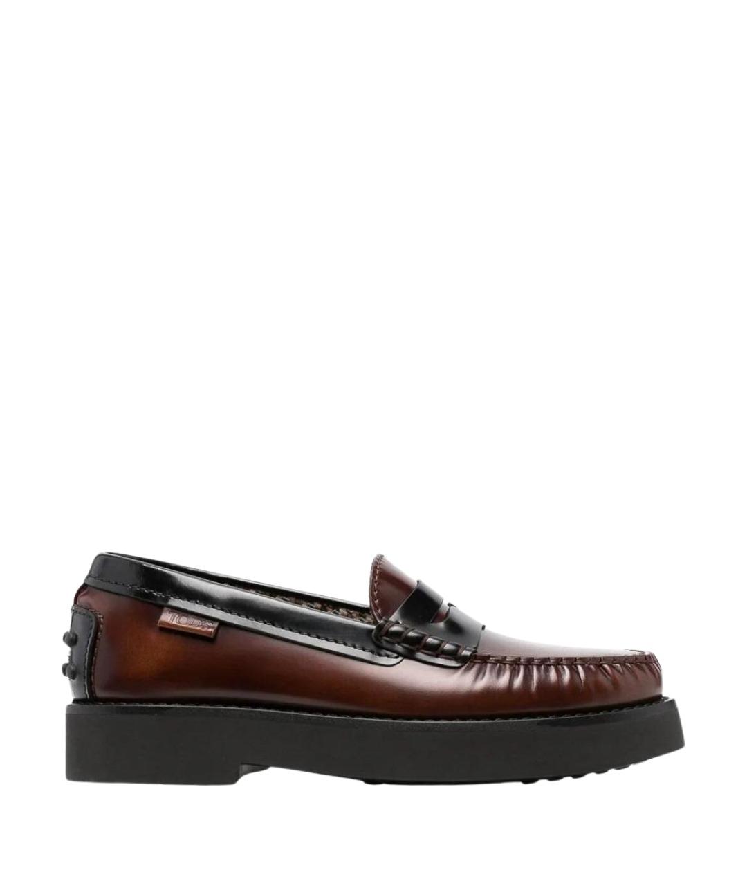 TOD'S Коричневые кожаные лоферы, фото 1