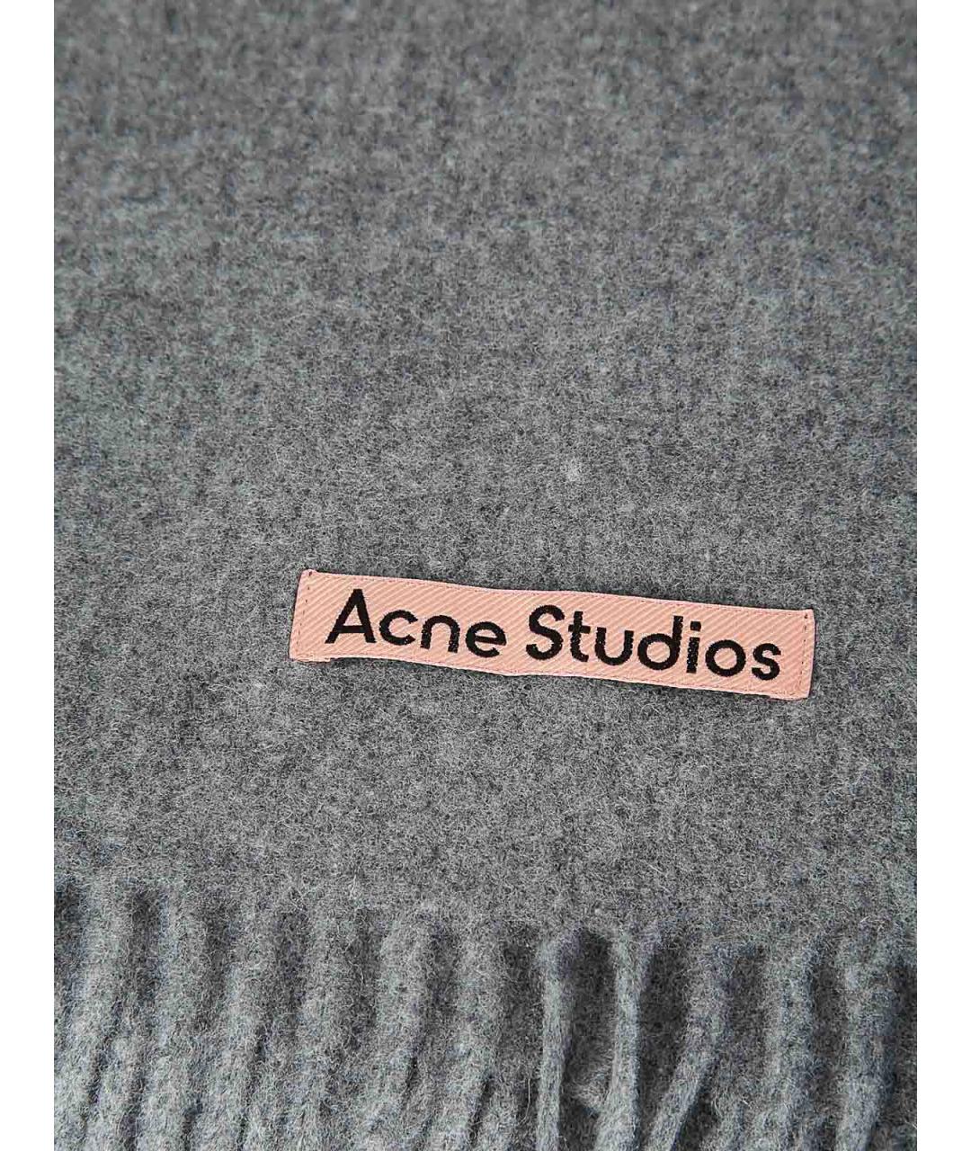 ACNE STUDIOS Серый шерстяной шарф, фото 2