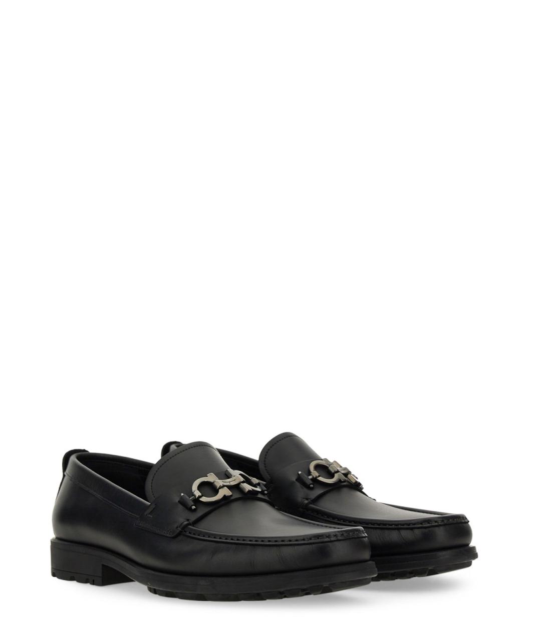 FERRAGAMO Черные кожаные лоферы, фото 2