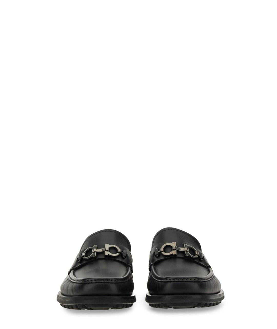 FERRAGAMO Черные кожаные лоферы, фото 4