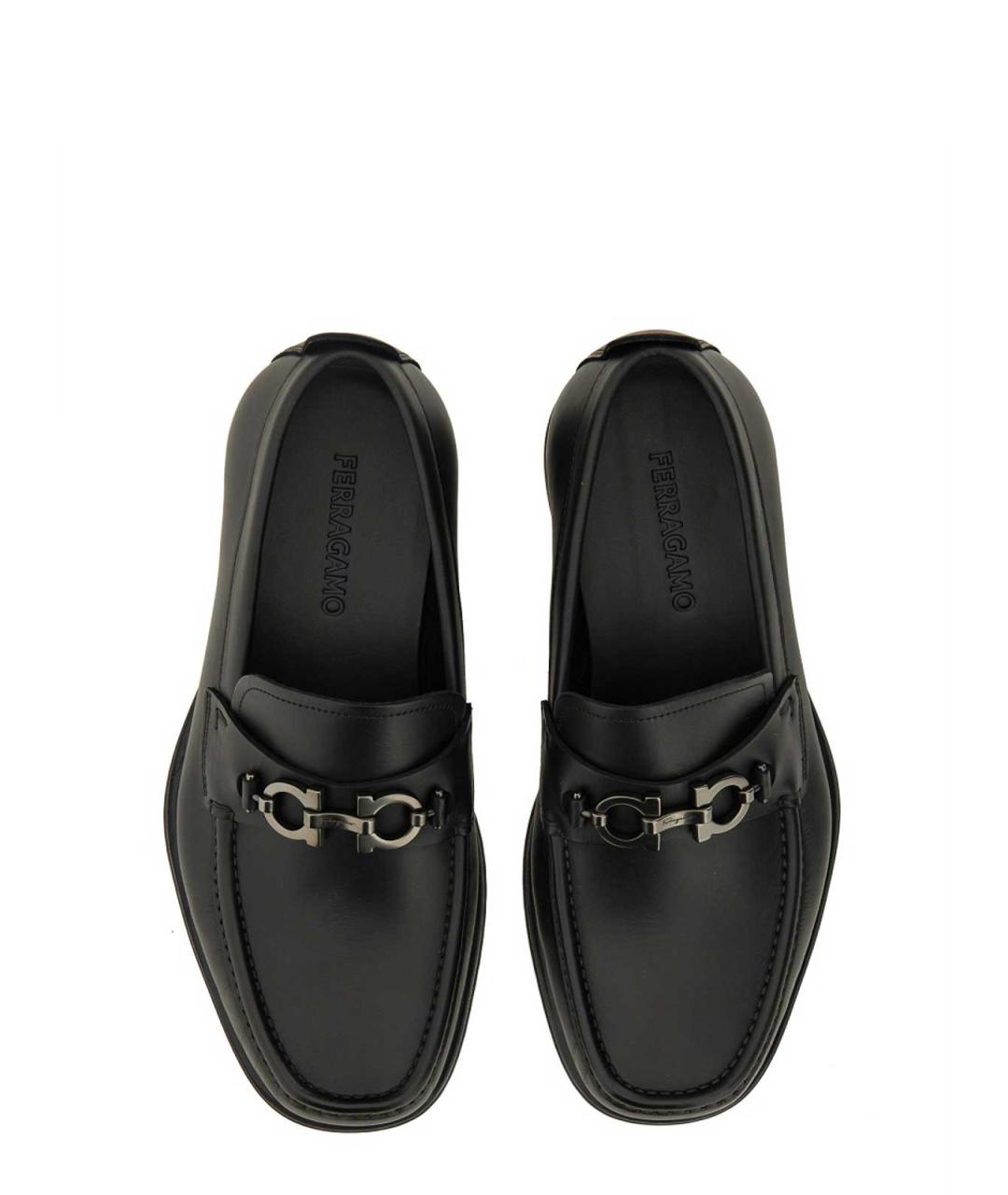FERRAGAMO Черные кожаные лоферы, фото 5