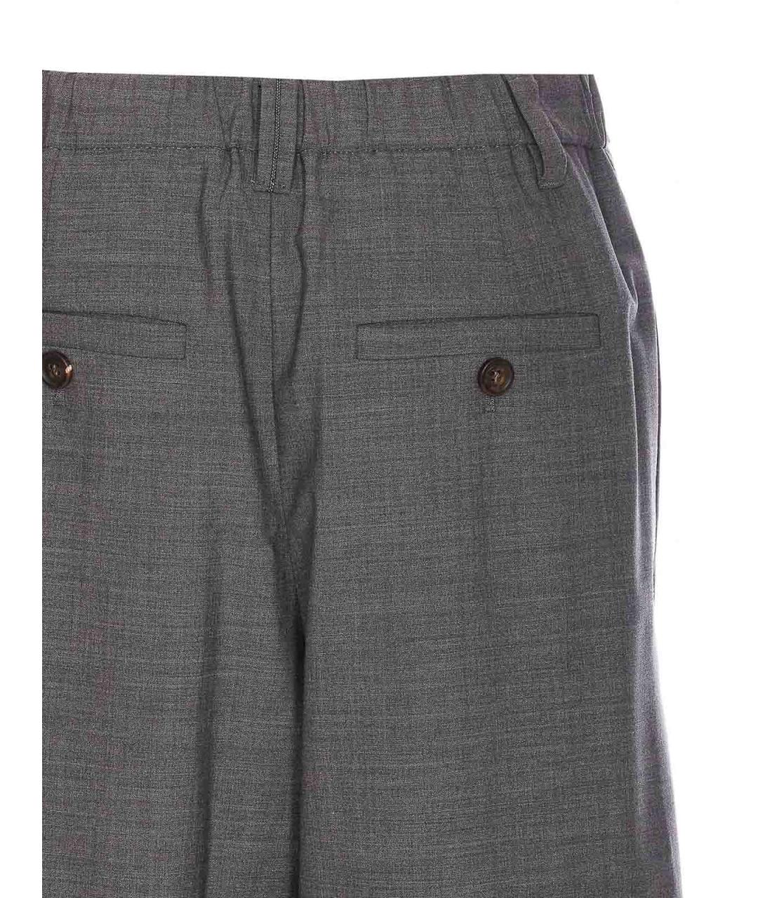 BRUNELLO CUCINELLI Серые шерстяные брюки широкие, фото 3