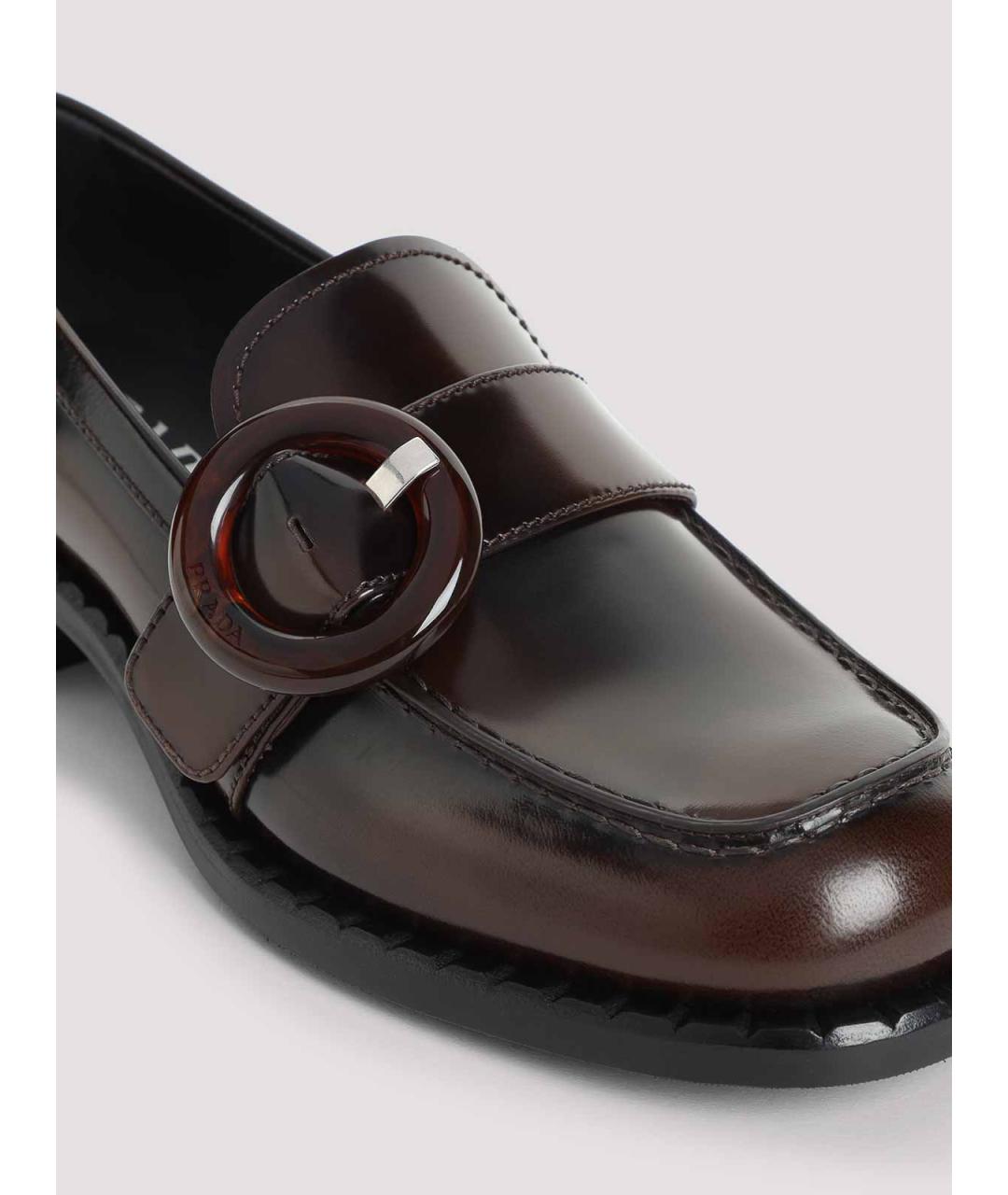 PRADA Коричневые кожаные лоферы, фото 4