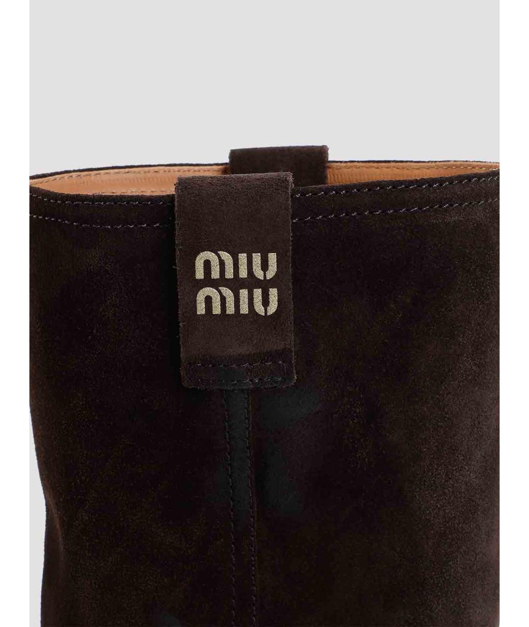 MIU MIU Коричневые замшевые сапоги, фото 4