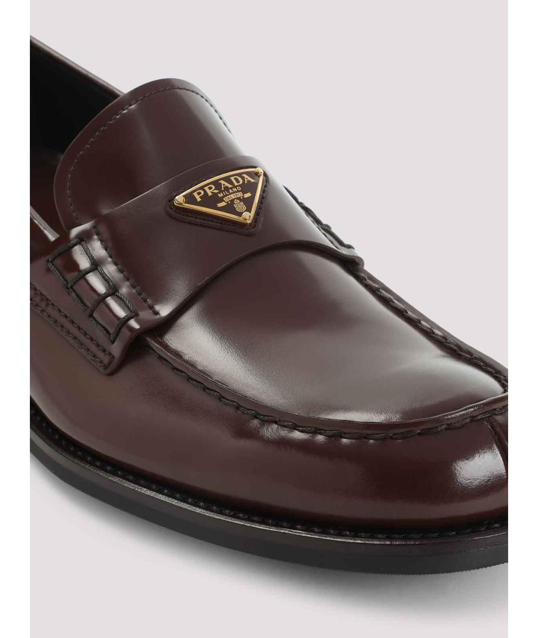 PRADA Коричневые кожаные лоферы, фото 4