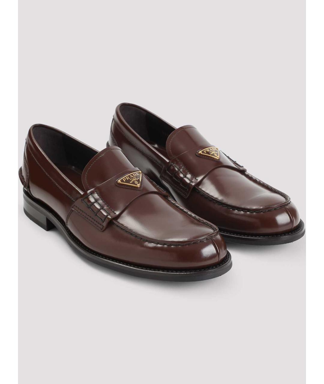PRADA Коричневые кожаные лоферы, фото 2