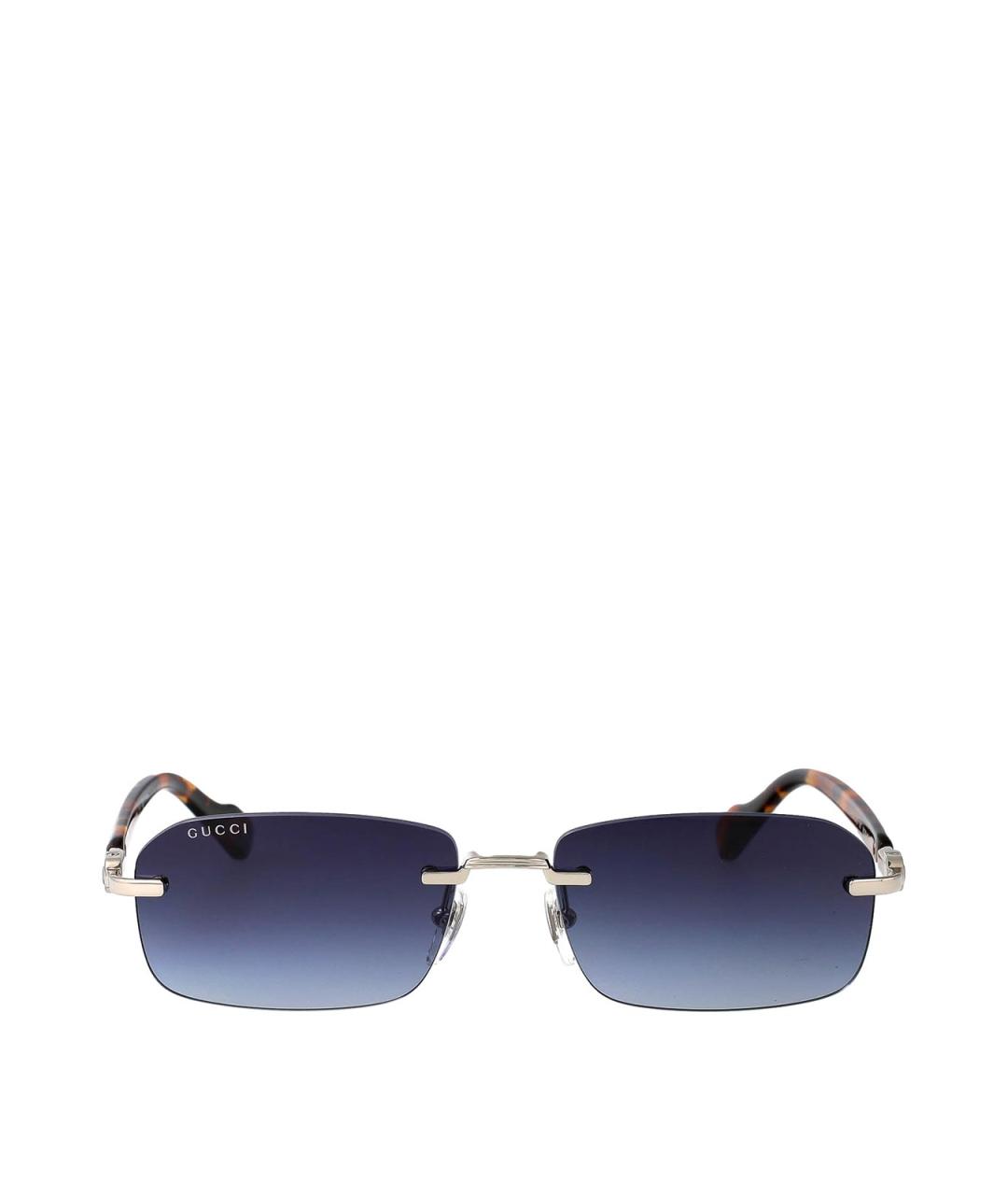GUCCI Серебряные металлические солнцезащитные очки, фото 1