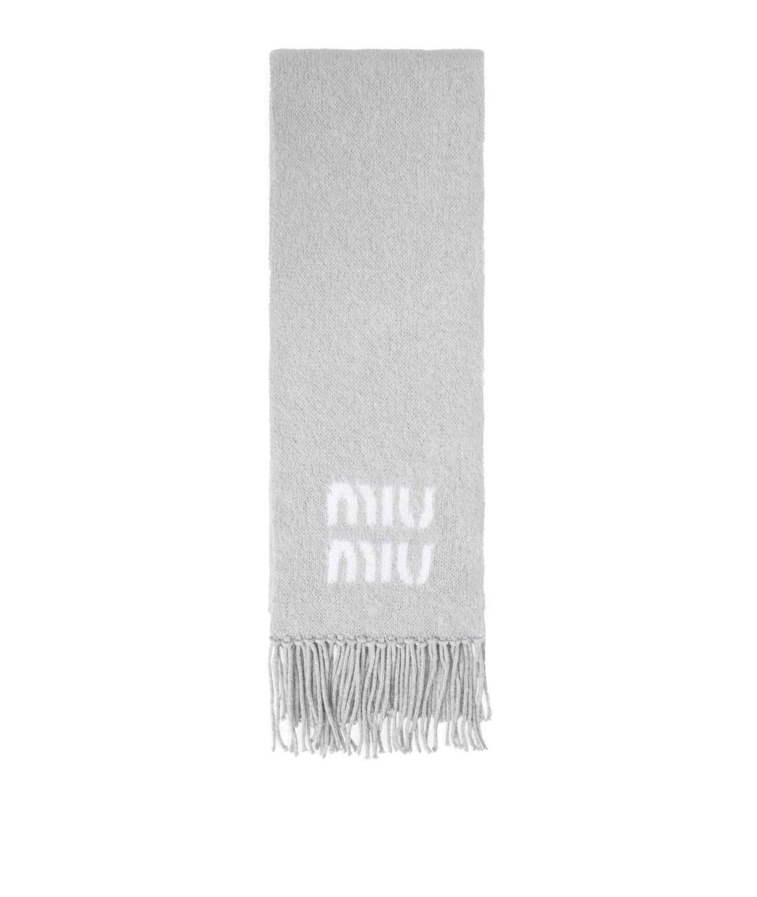 MIU MIU Серый шерстяной шарф, фото 1