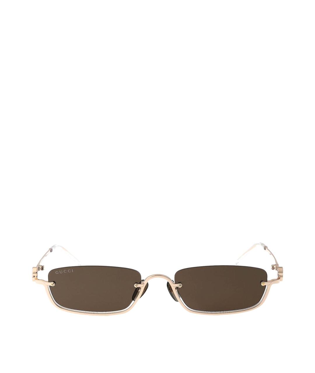 GUCCI Золотые металлические солнцезащитные очки, фото 1