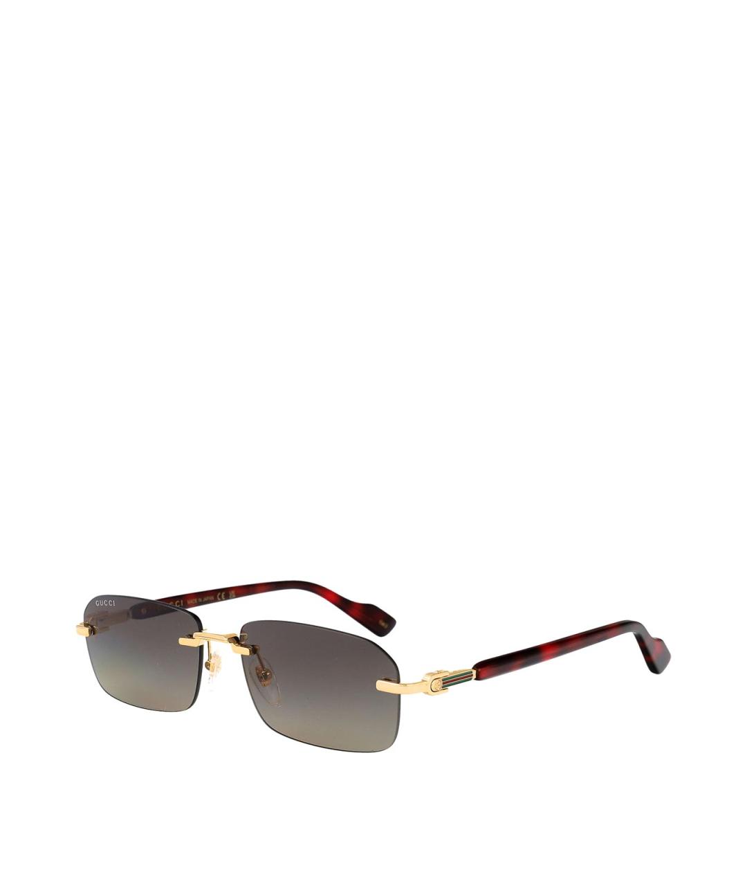 GUCCI Золотые металлические солнцезащитные очки, фото 2