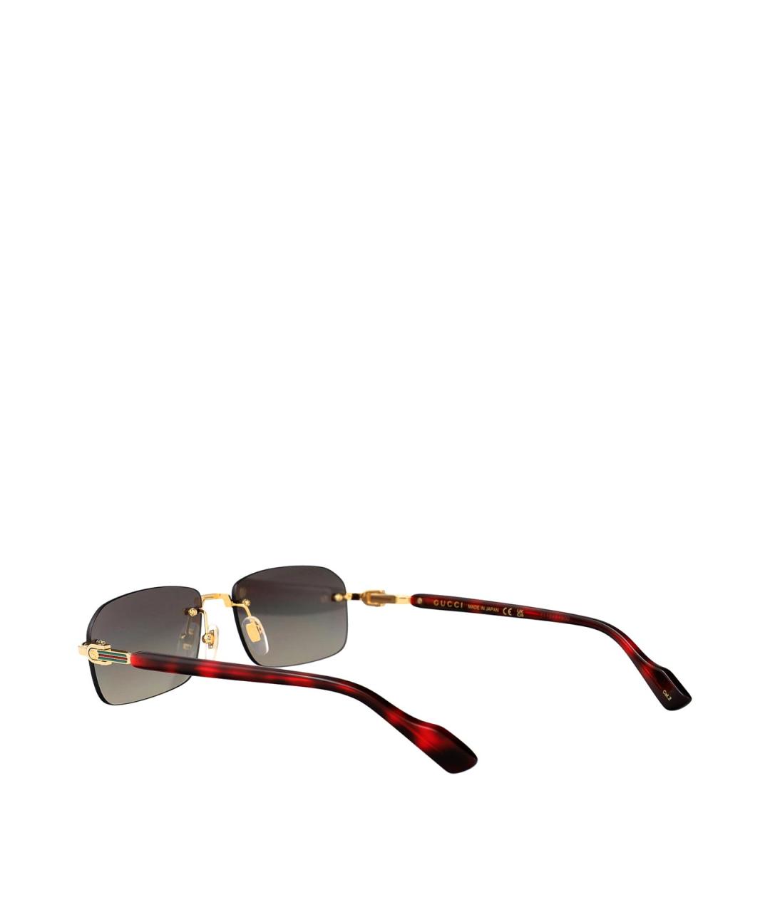 GUCCI Золотые металлические солнцезащитные очки, фото 4