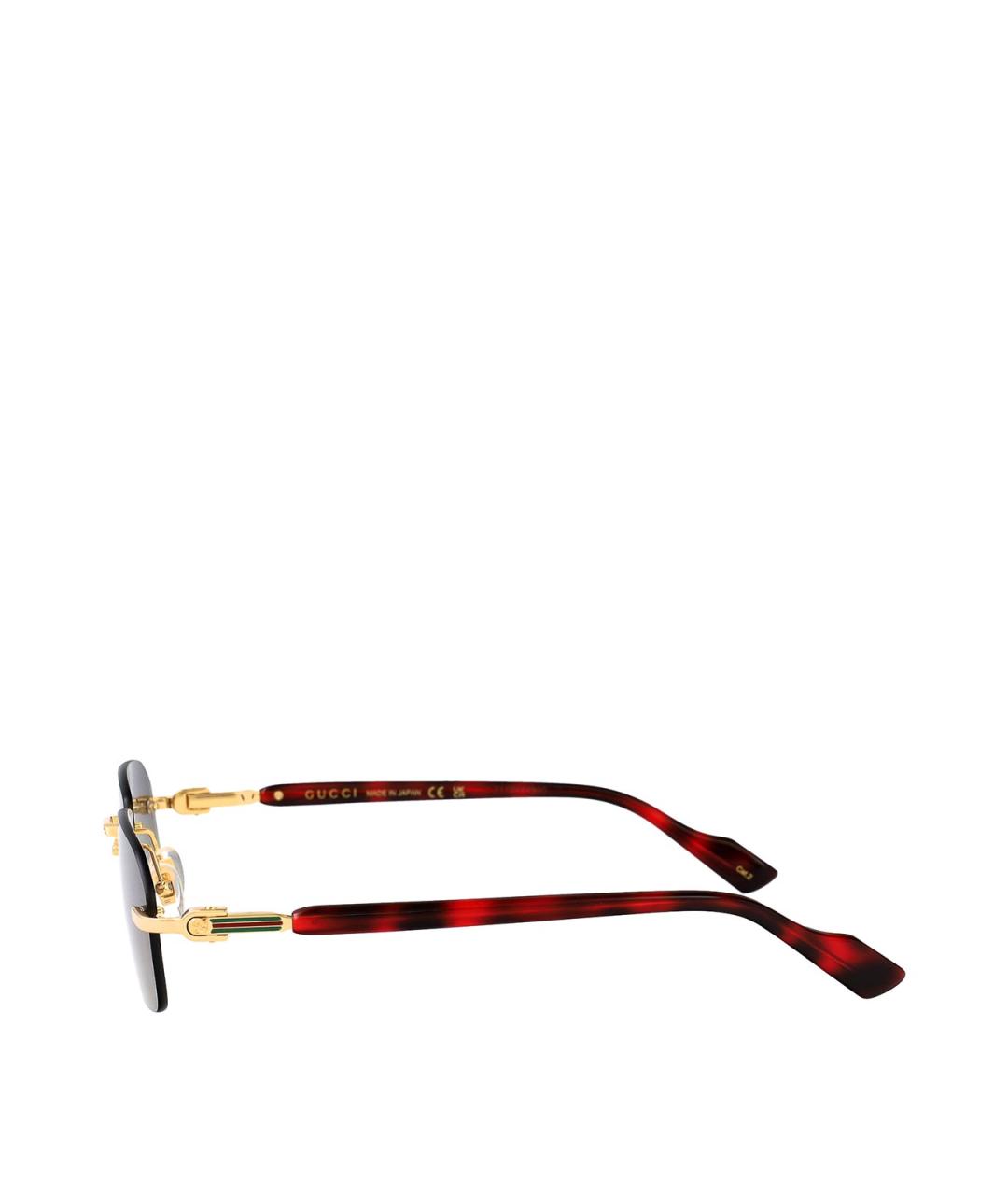 GUCCI Золотые металлические солнцезащитные очки, фото 3