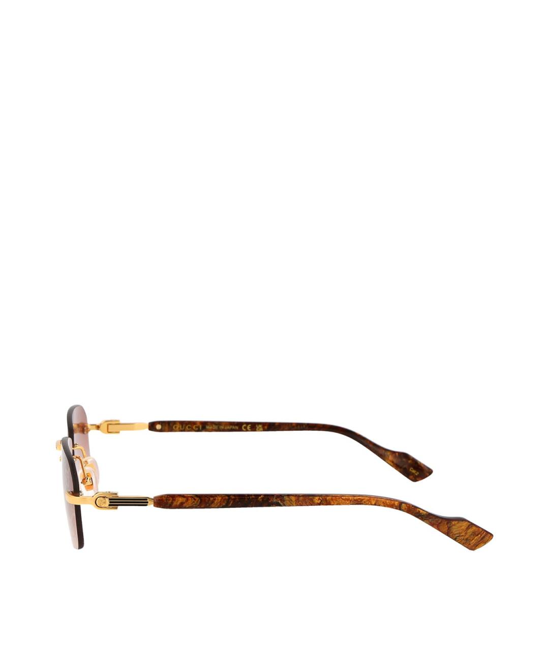 GUCCI Золотые металлические солнцезащитные очки, фото 3
