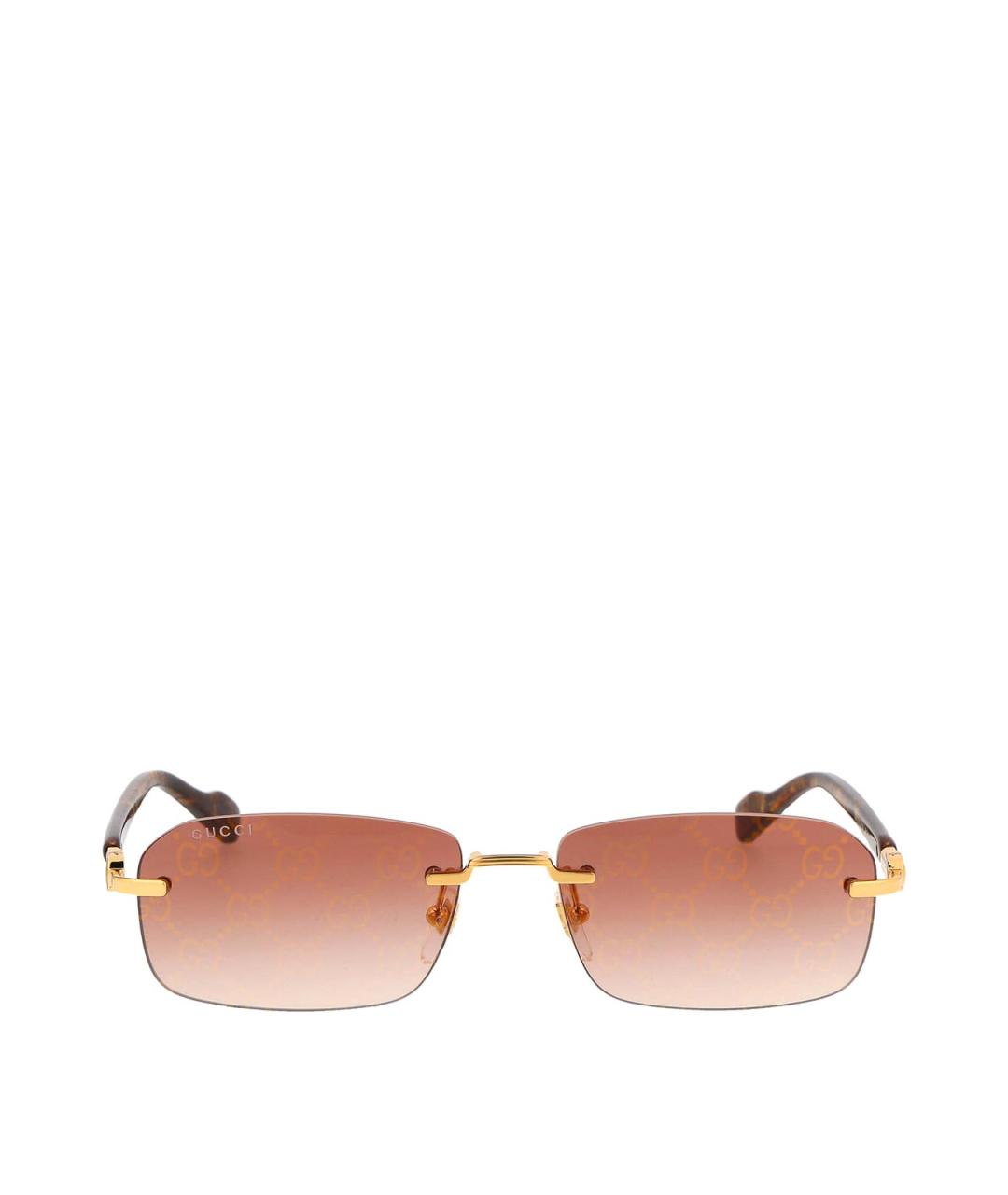 GUCCI Золотые металлические солнцезащитные очки, фото 1