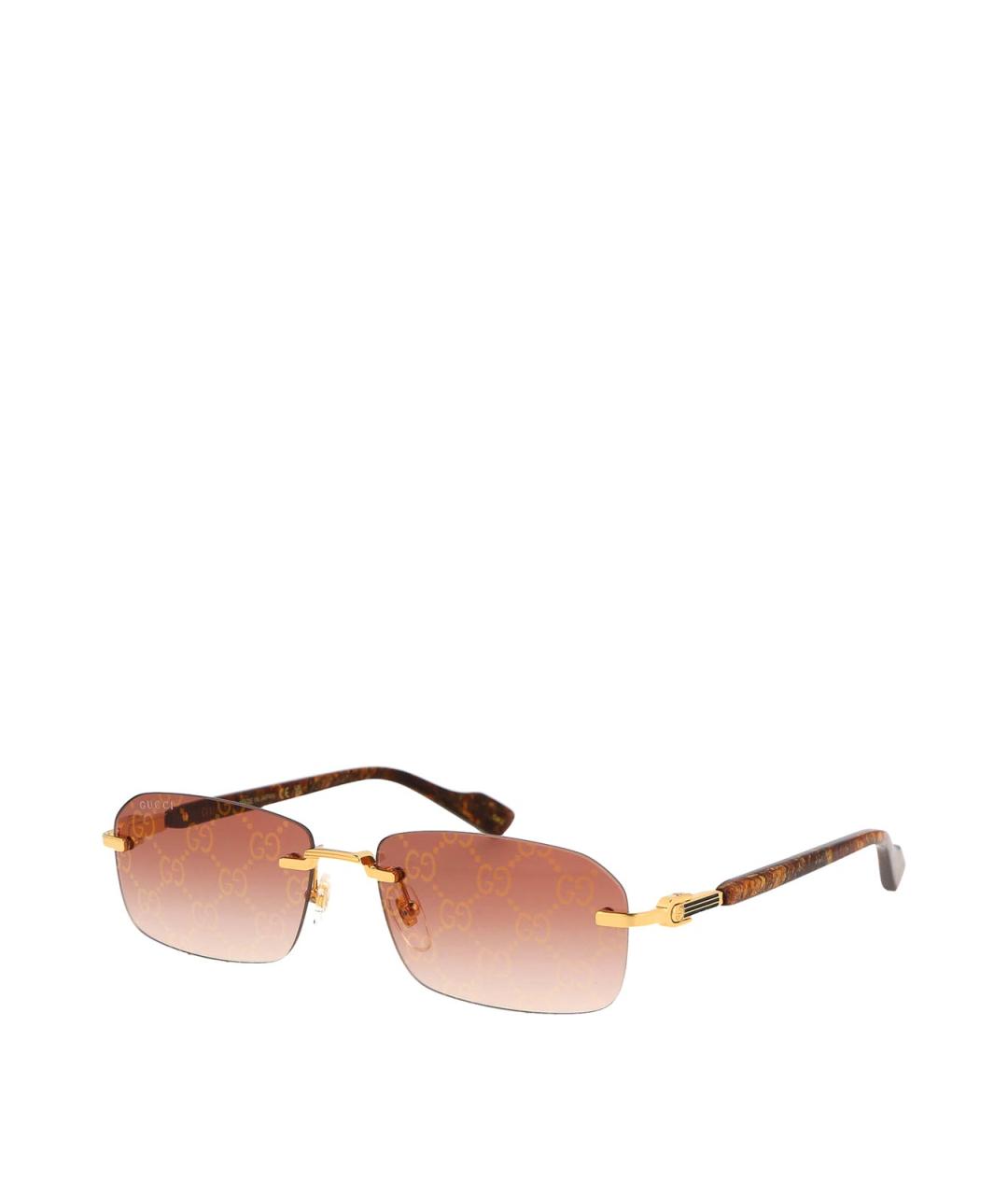 GUCCI Золотые металлические солнцезащитные очки, фото 2