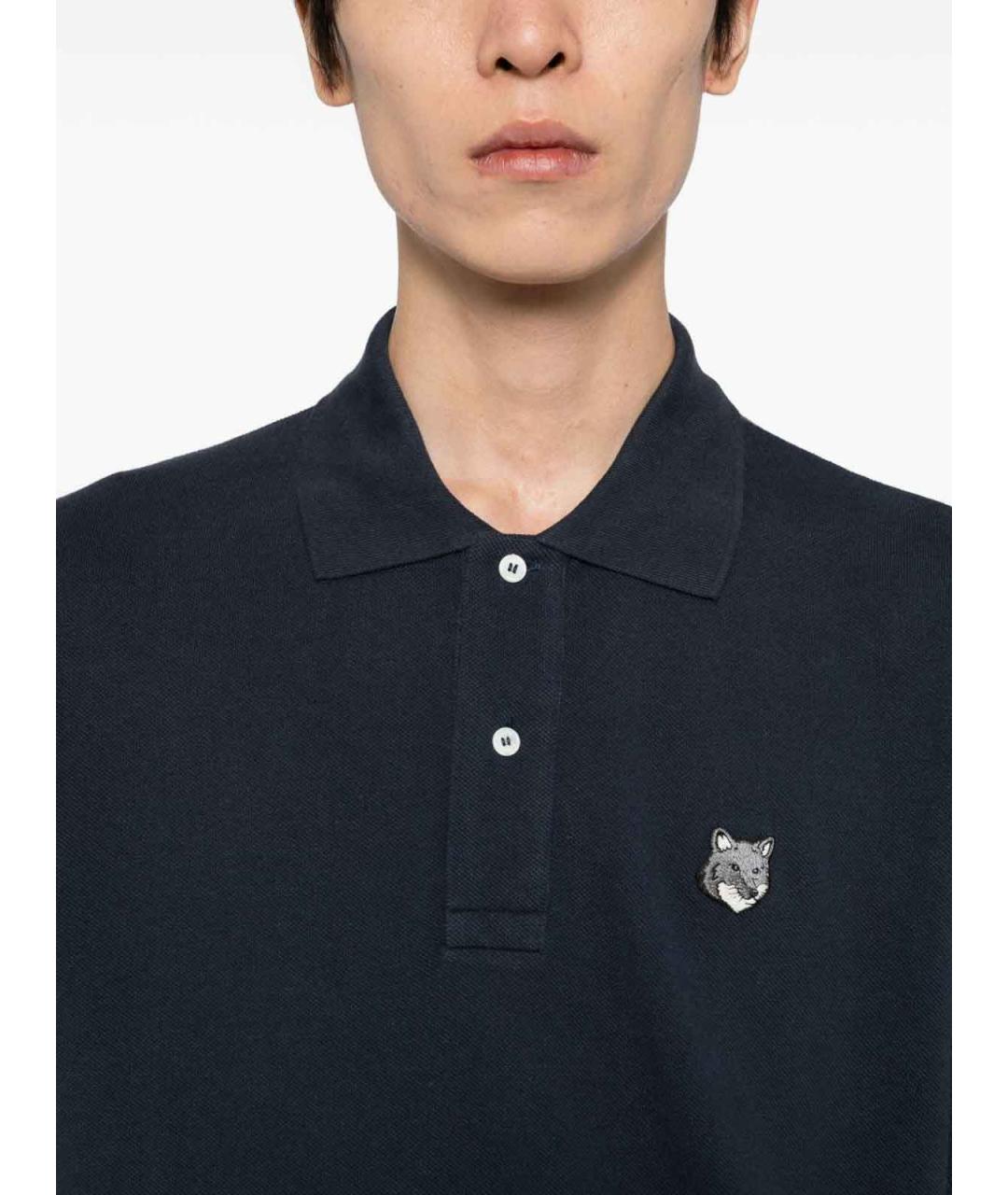 MAISON KITSUNE Синее хлопковое поло с коротким рукавом, фото 4