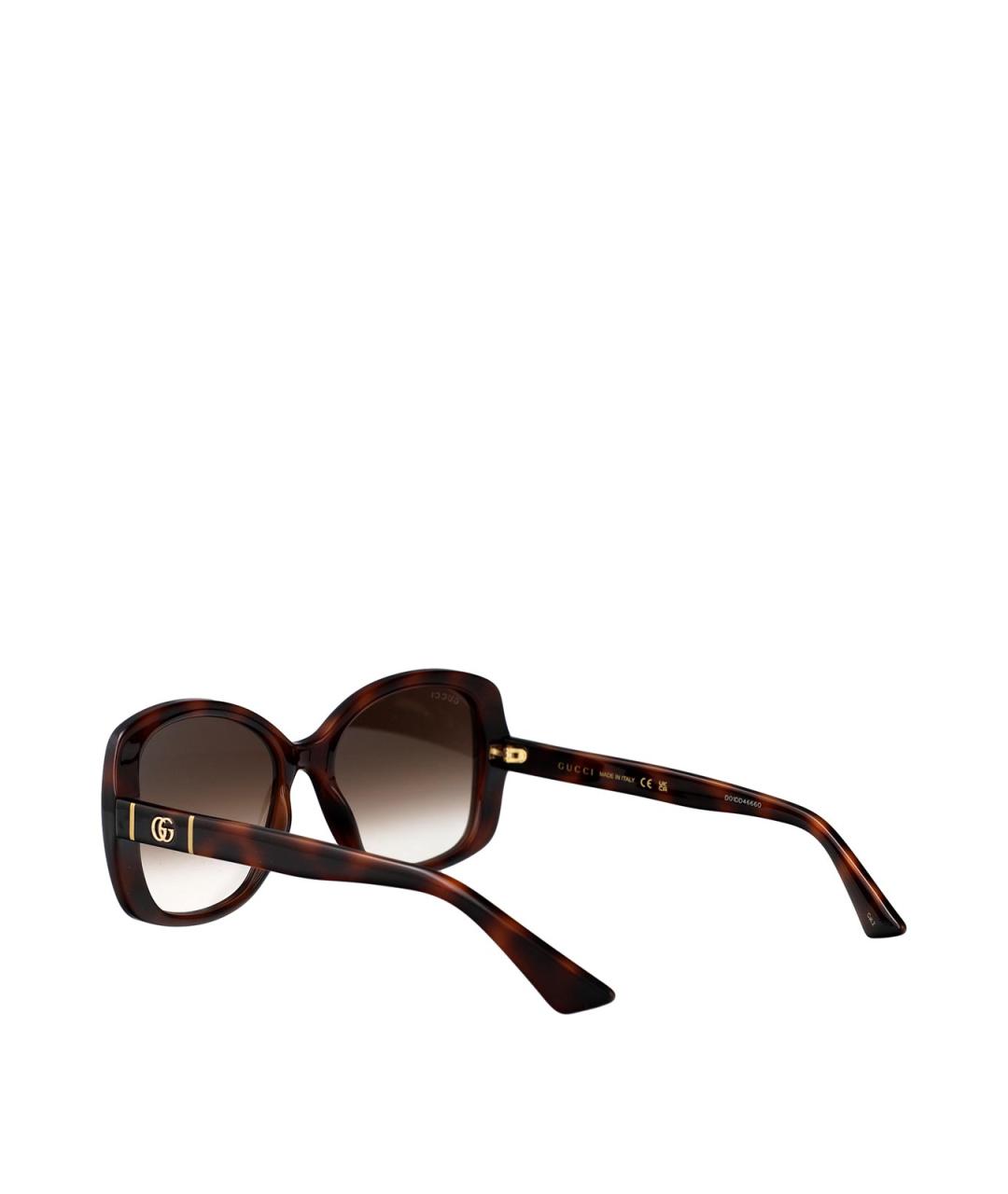 GUCCI Коричневые пластиковые солнцезащитные очки, фото 4