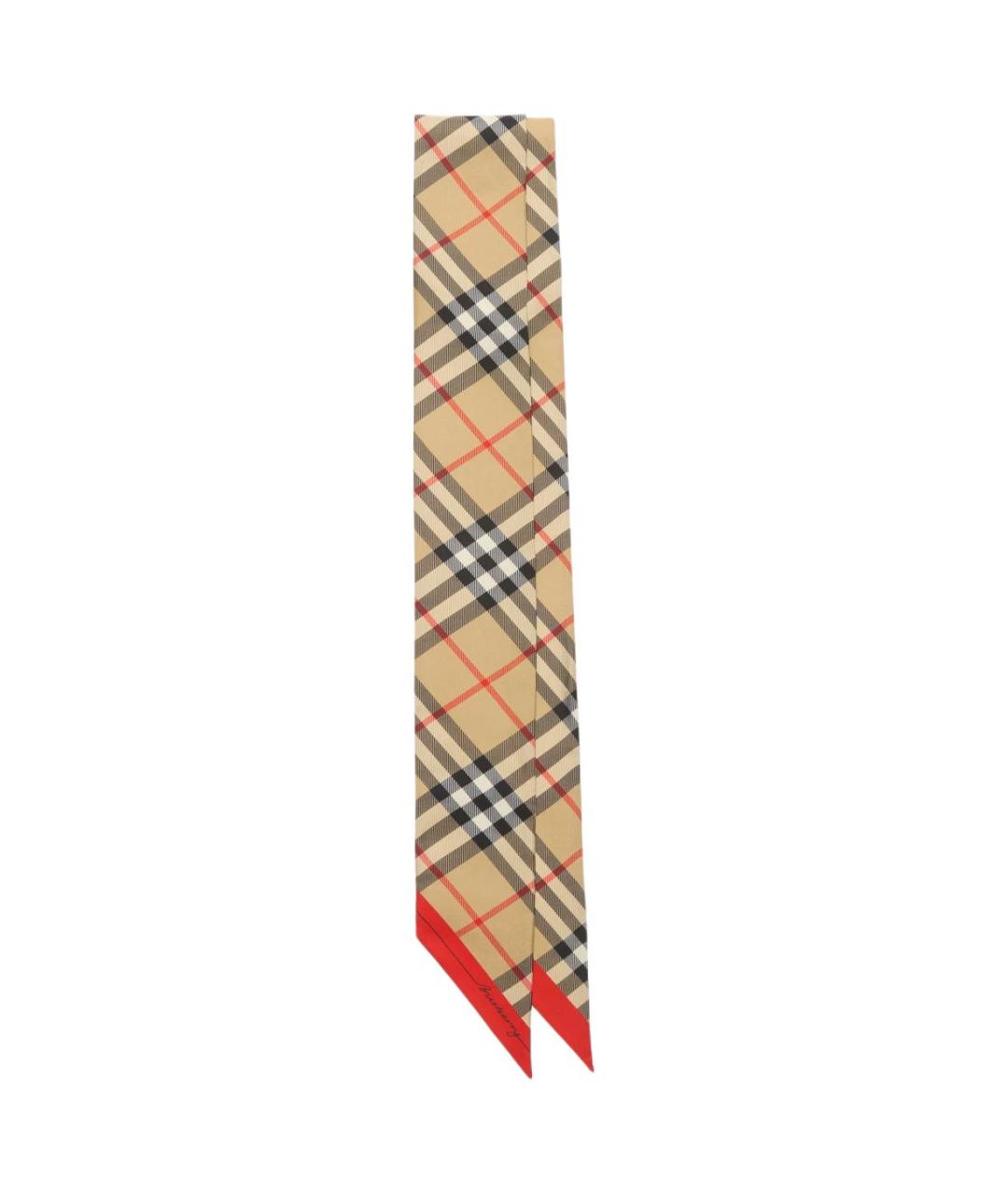 BURBERRY Бежевый шелковый шарф, фото 1
