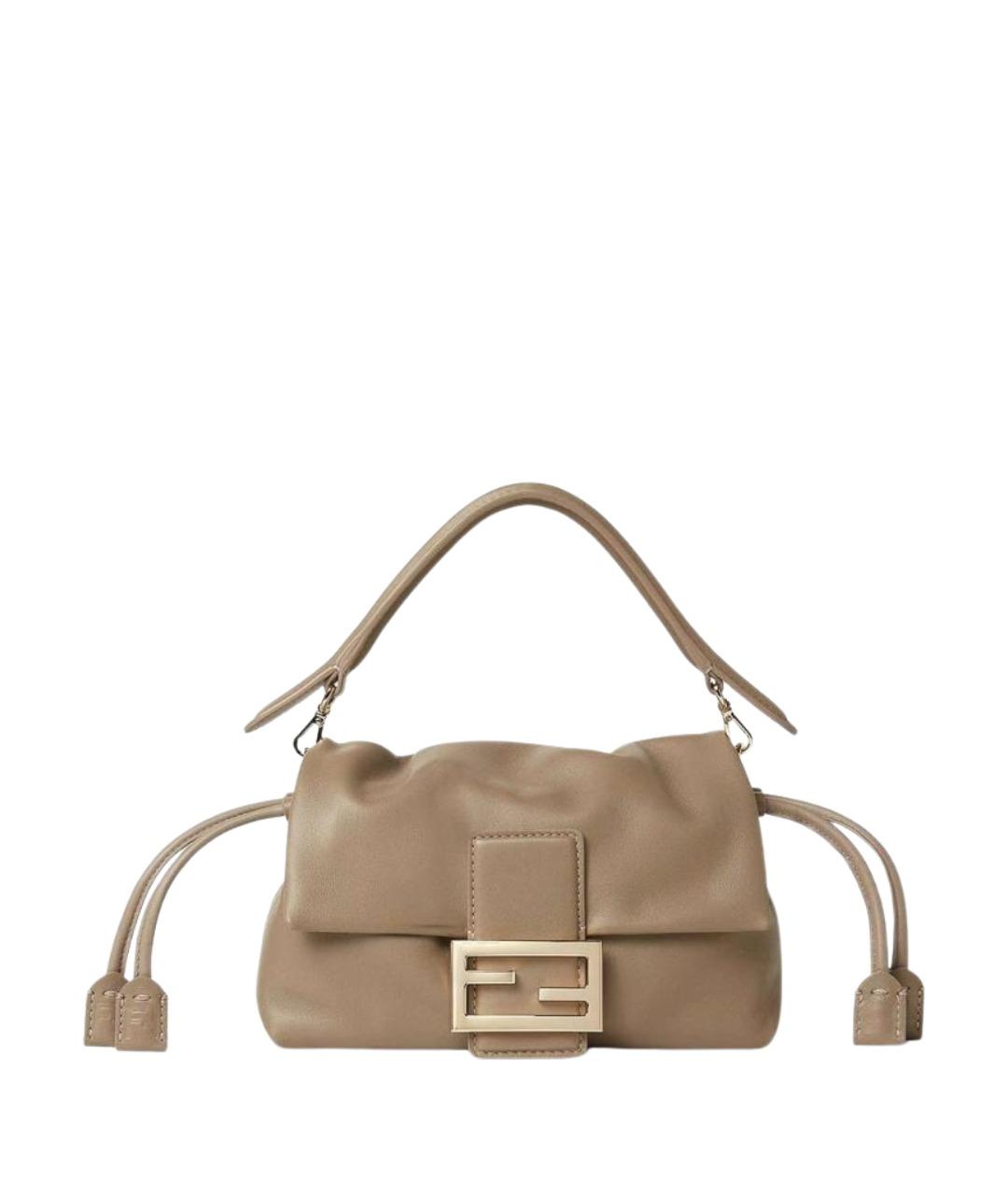 FENDI Бежевая кожаная сумка через плечо, фото 1