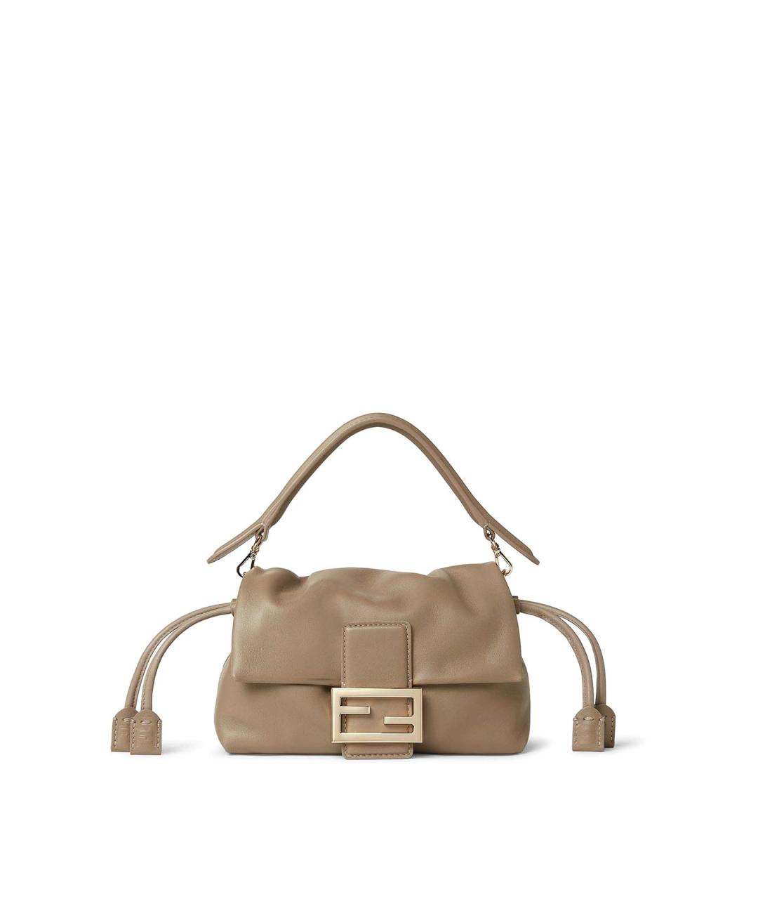 FENDI Бежевая кожаная сумка через плечо, фото 6