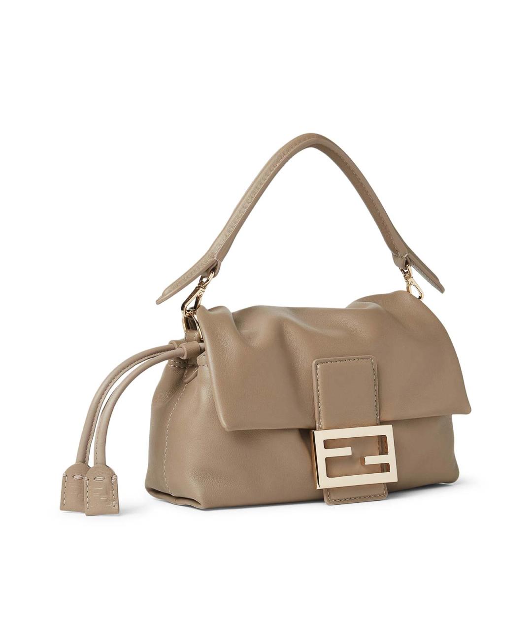 FENDI Бежевая кожаная сумка через плечо, фото 2