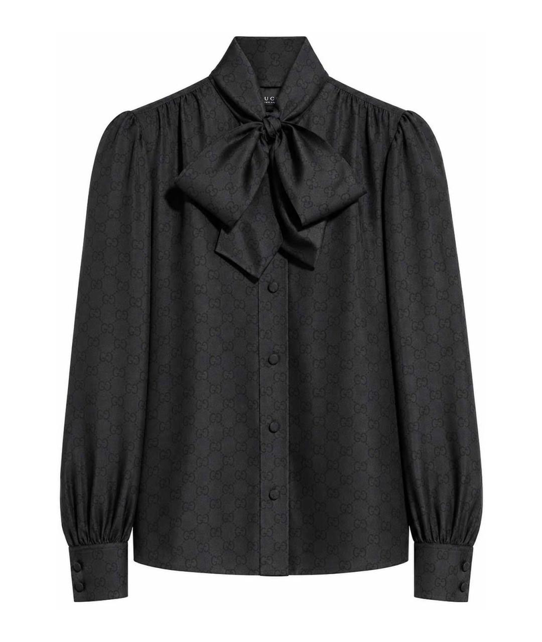 GUCCI Черная шелковая блузы, фото 1